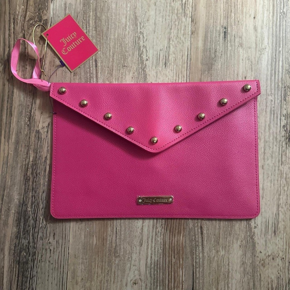 Juicy Couture Pink Studded Envelope Clutch Bag Brand New